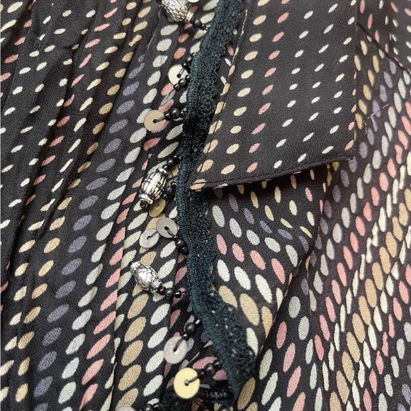 Dress Barn Black and White Striped Collar Long Sleeve Sheer Buttoned Blouse Y2K - Picture 6 of 6